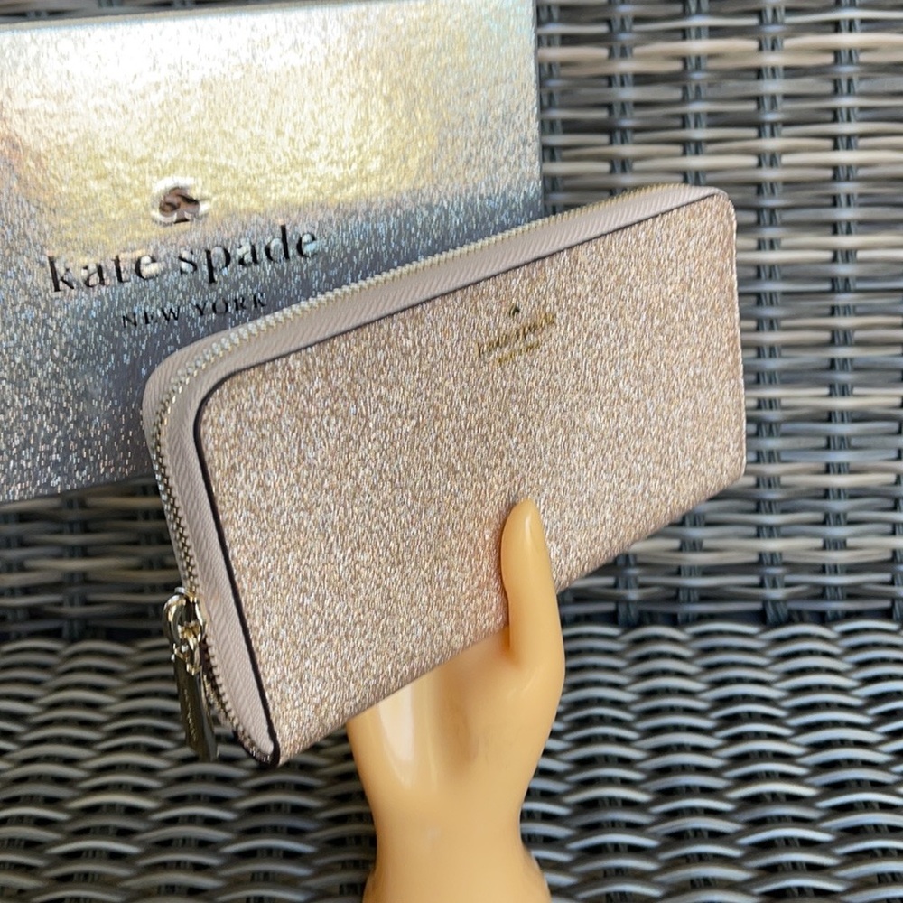 Kate Spade shimmy glitter boxed large continental wallet - Picture 10 of 16